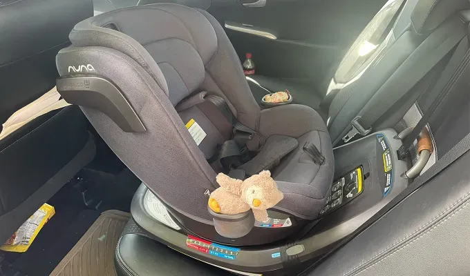 nuna revv car seat review: car seat installed and rear facing' fetchpriority='auto' title='Is the Nuna REVV Rotating Convertible Car Seat a Must-Have or a Gimmick? I Tested It to Find Out