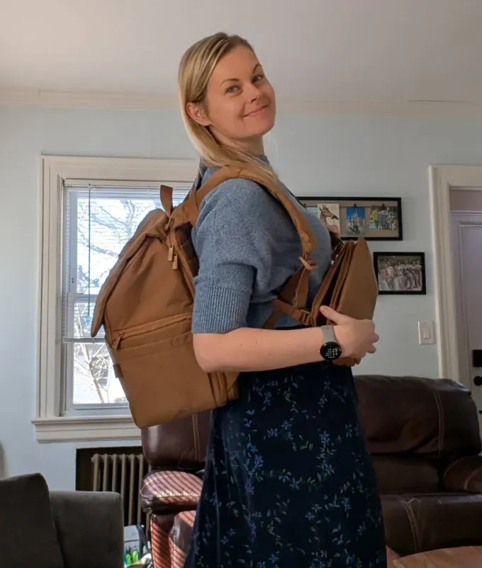 beis ultimate diaper backpack wear' title='If You’re Flying with a Baby This Year You Need to Read This Béis Ultimate Diaper Backpack Review