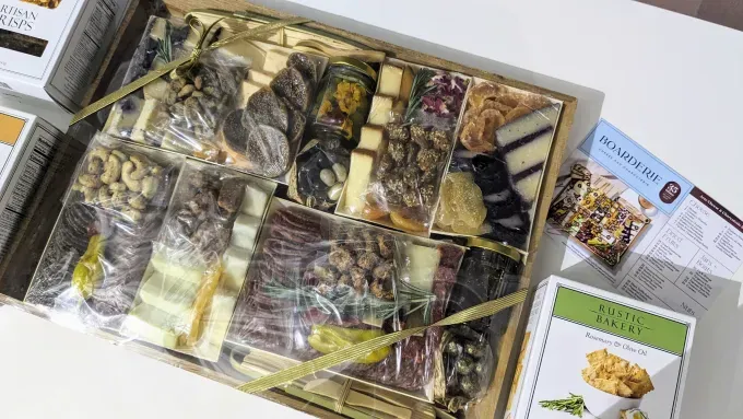 How the board arrived. PHOTO: Candace Davison' title='Boarderie’s Charcuterie Boards Have Been a Hit with Oprah and ‘Shark Tank’ But Are They Worth $129+?