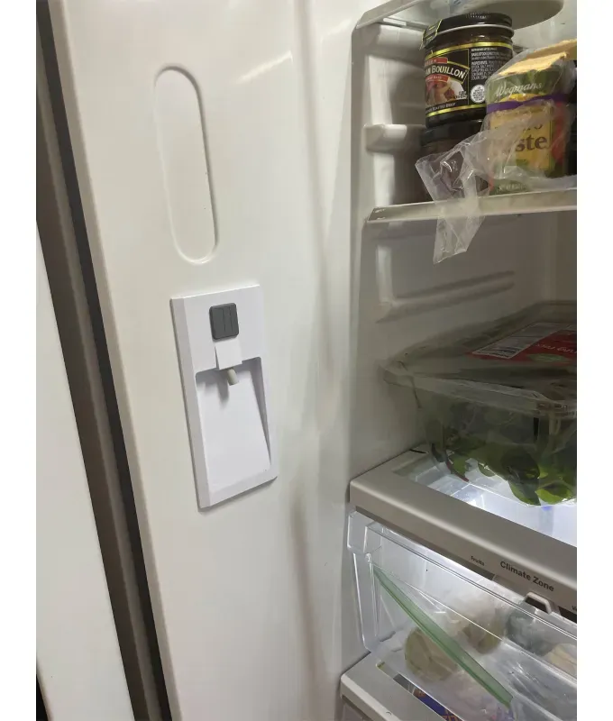 GE-Cafe-Refrigerator: A photo of the water dispenser inside a GE Cafe Refrigerator.' title='My CAFÈ Refrigerator Review: Stunning Looks & Smart Capabilities