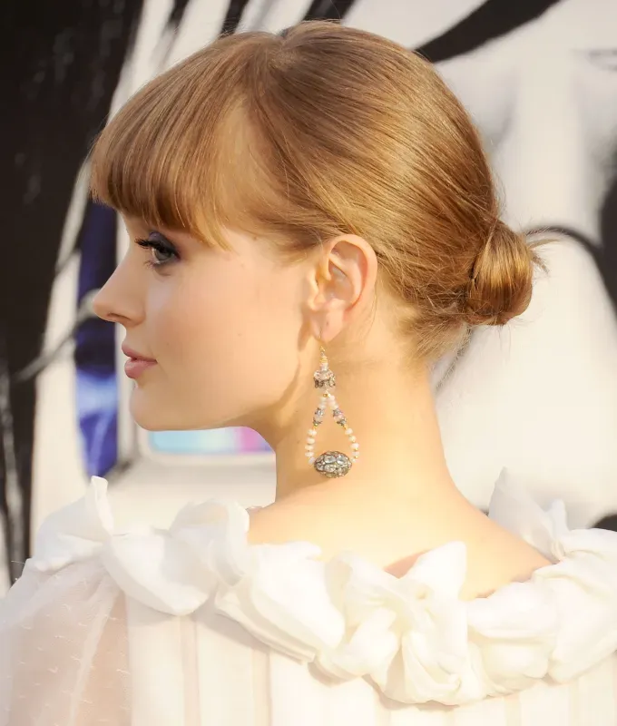 wedding hairstyles for short hair sleek low bun' fetchpriority='auto' title='35 Wedding Hairstyles for Short Hair From Old Hollywood Glam to Boho Chic