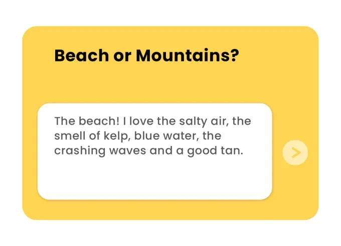 bumble prompts beach or mountains' fetchpriority='auto' title='The 39 Best Bumble Prompts and How to Answer Them to Strategically Meet Your Match