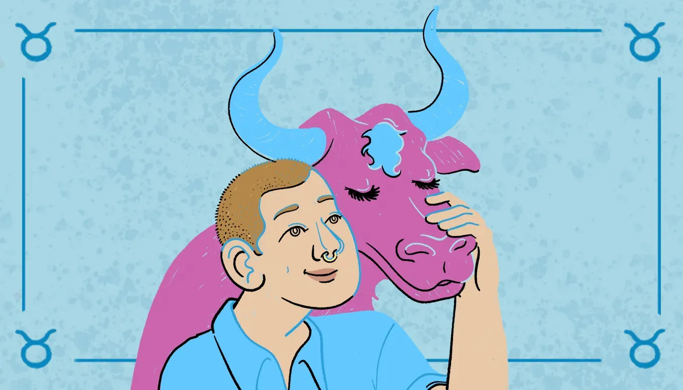 Cheeky illustration of a young non-binary person petting a bull.' title='Your Weekly Horoscopes: September 7 to 13 2025