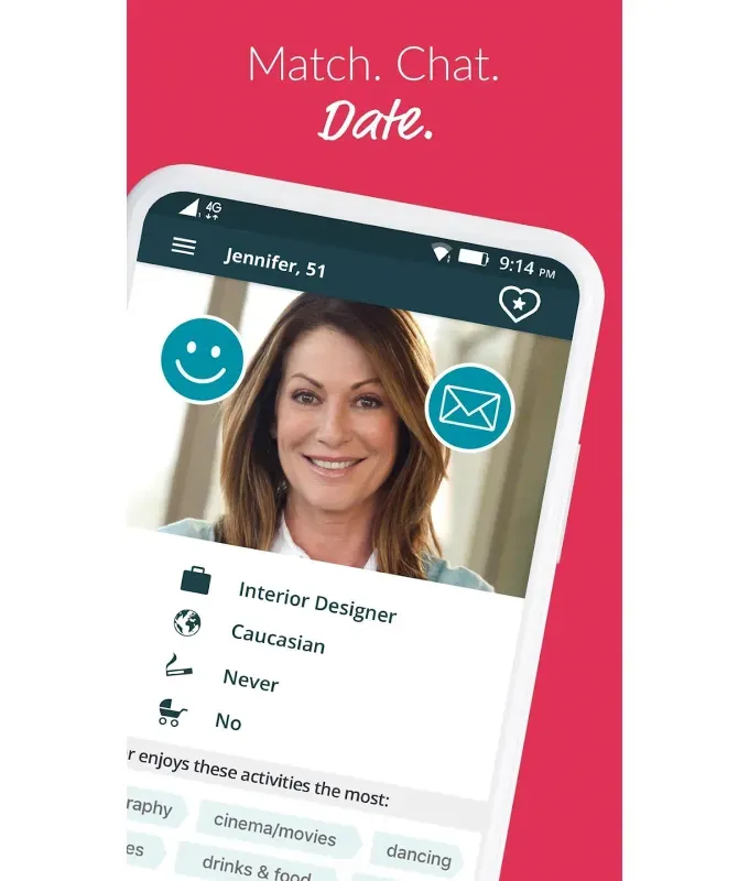 Best Dating Apps for Single Parents SilverSingles- Screenshot of an app user’s profile in front of a fuchsia background.' fetchpriority='auto' title='The 12 Best Dating Apps for Single Parents
