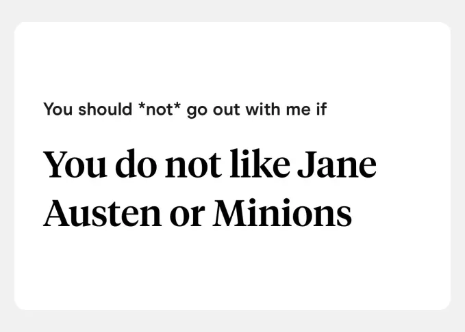 best hinge prompts: you should not go out with me if...' fetchpriority='auto' title='The 60 Best Hinge Prompts to Use According to Relationship Experts