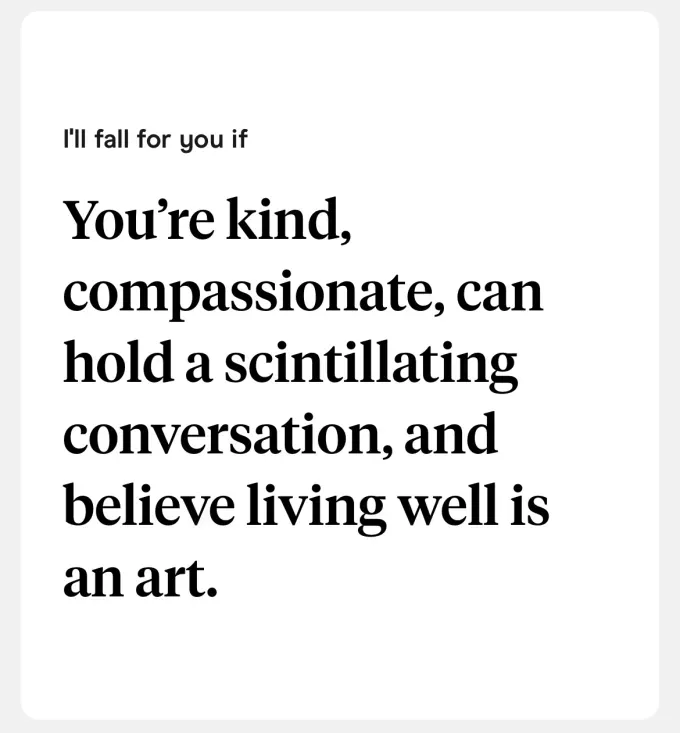 best hinge prompts: i’ll fall for you if...' fetchpriority='auto' title='The 60 Best Hinge Prompts to Use According to Relationship Experts