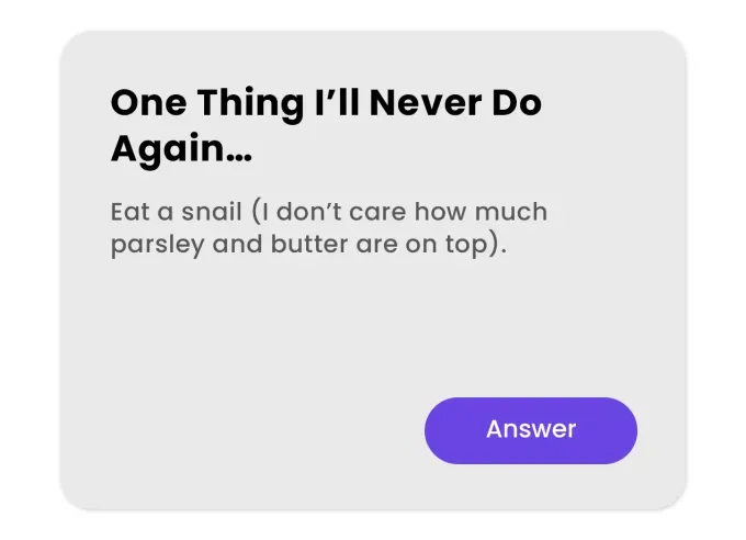 best hinge prompts one thing ill never do again' fetchpriority='auto' title='The 60 Best Hinge Prompts to Use According to Relationship Experts