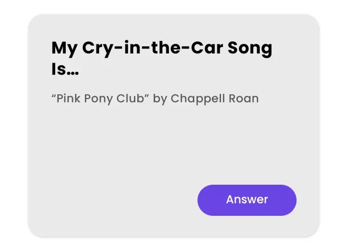 best hinge prompts: my cry-in-the-car song is' fetchpriority='auto' title='The 60 Best Hinge Prompts to Use According to Relationship Experts